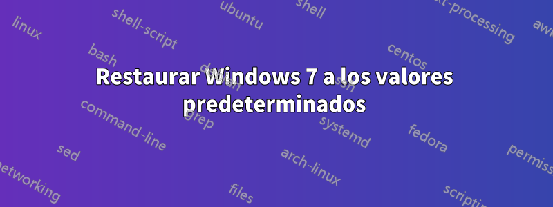Restaurar Windows 7 a los valores predeterminados