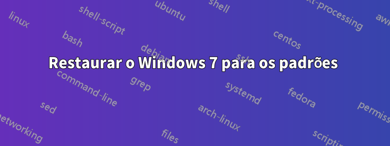 Restaurar o Windows 7 para os padrões