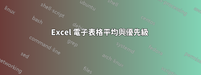 Excel 電子表格平均與優先級