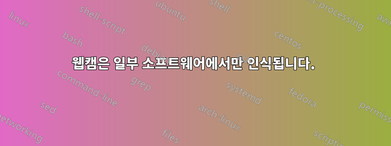 웹캠은 일부 소프트웨어에서만 인식됩니다.