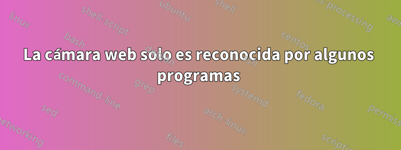 La cámara web solo es reconocida por algunos programas