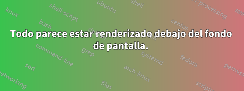 Todo parece estar renderizado debajo del fondo de pantalla.