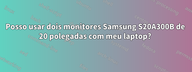 Posso usar dois monitores Samsung S20A300B de 20 polegadas com meu laptop?