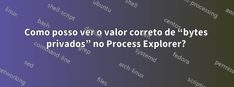 Como posso ver o valor correto de “bytes privados” no Process Explorer?