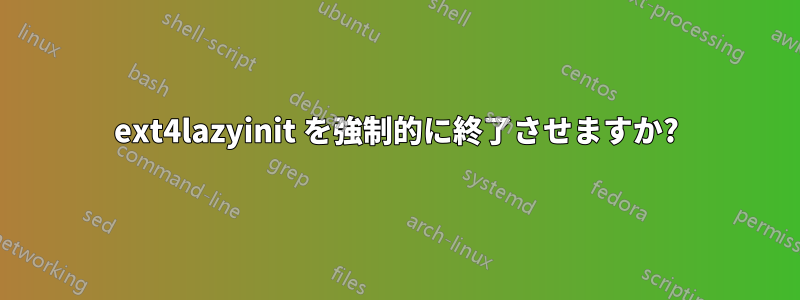 ext4lazyinit を強制的に終了させますか?