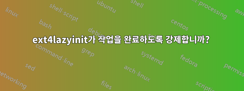 ext4lazyinit가 작업을 완료하도록 강제합니까?