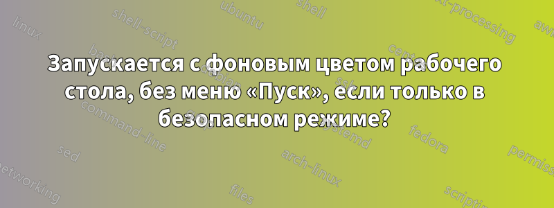 Запускается с фоновым цветом рабочего стола, без меню «Пуск», если только в безопасном режиме?