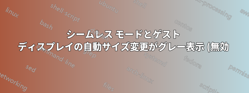 シームレス モードとゲスト ディスプレイの自動サイズ変更がグレー表示 (無効) - VirtualBox