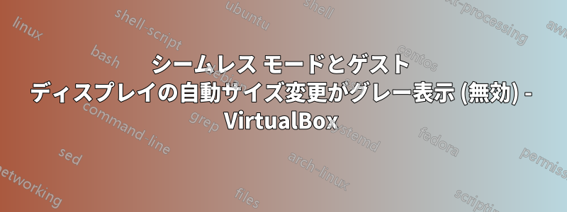 シームレス モードとゲスト ディスプレイの自動サイズ変更がグレー表示 (無効) - VirtualBox