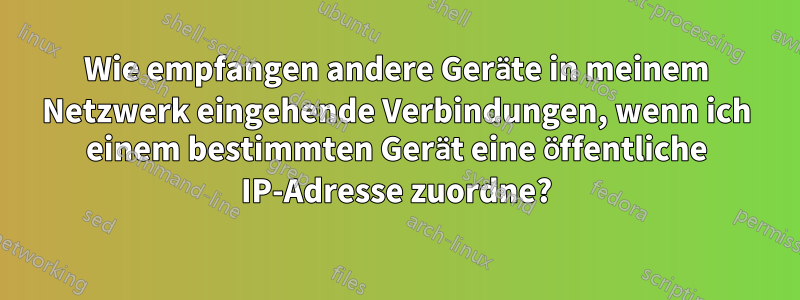 Wie empfangen andere Geräte in meinem Netzwerk eingehende Verbindungen, wenn ich einem bestimmten Gerät eine öffentliche IP-Adresse zuordne?