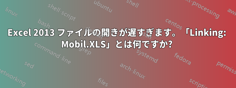 Excel 2013 ファイルの開きが遅すぎます。「Linking: Mobil.XLS」とは何ですか?