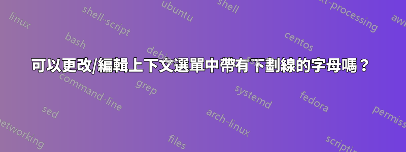 可以更改/編輯上下文選單中帶有下劃線的字母嗎？