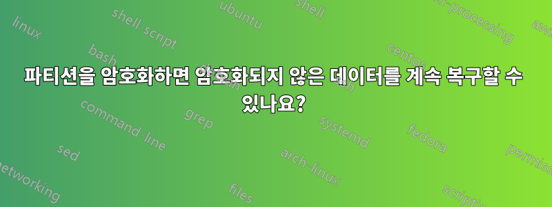 파티션을 암호화하면 암호화되지 않은 데이터를 계속 복구할 수 있나요?
