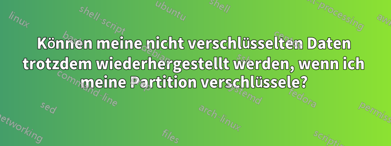 Können meine nicht verschlüsselten Daten trotzdem wiederhergestellt werden, wenn ich meine Partition verschlüssele?