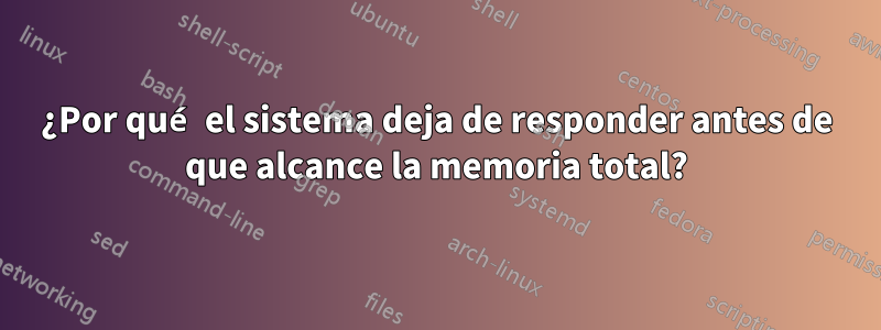 ¿Por qué el sistema deja de responder antes de que alcance la memoria total?