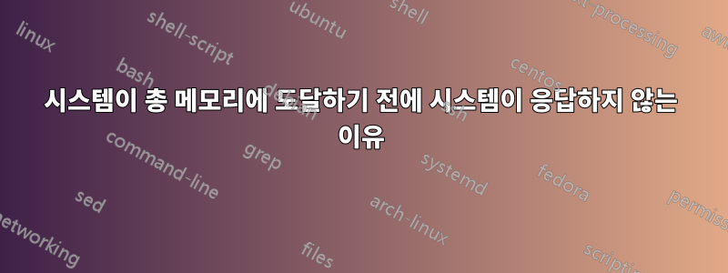 시스템이 총 메모리에 도달하기 전에 시스템이 응답하지 않는 이유