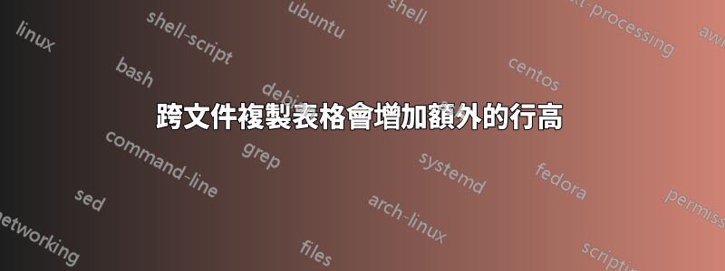 跨文件複製表格會增加額外的行高