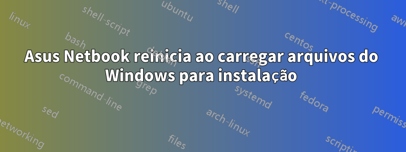 Asus Netbook reinicia ao carregar arquivos do Windows para instalação