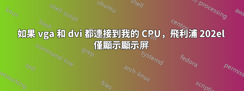 如果 vga 和 dvi 都連接到我的 CPU，飛利浦 202el 僅顯示顯示屏