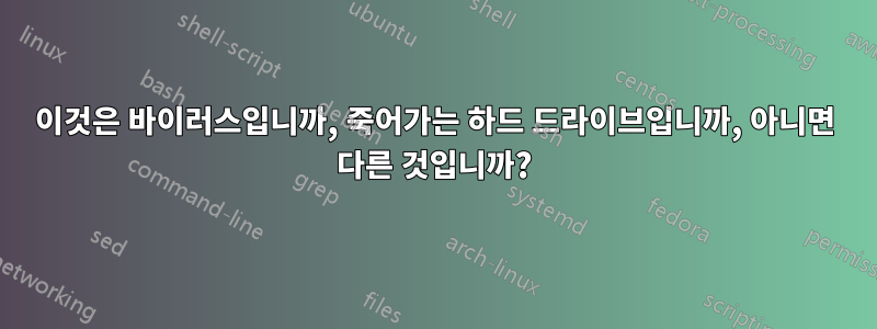 이것은 바이러스입니까, 죽어가는 하드 드라이브입니까, 아니면 다른 것입니까?