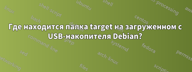 Где находится папка target на загруженном с USB-накопителя Debian?