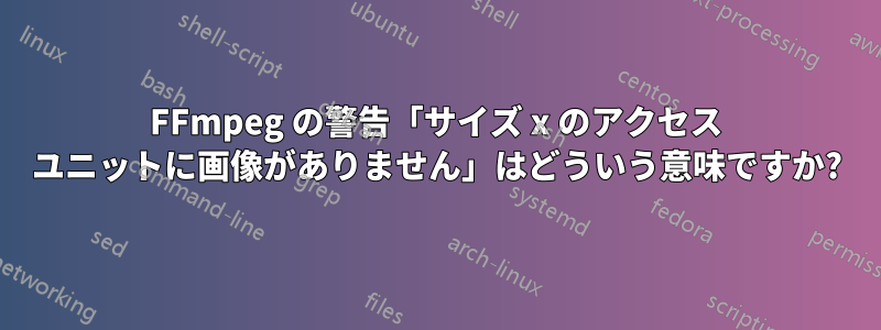 FFmpeg の警告「サイズ x のアクセス ユニットに画像がありません」はどういう意味ですか?