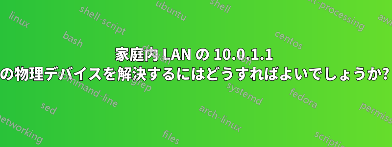 家庭内 LAN の 10.0.1.1 の物理デバイスを解決するにはどうすればよいでしょうか?