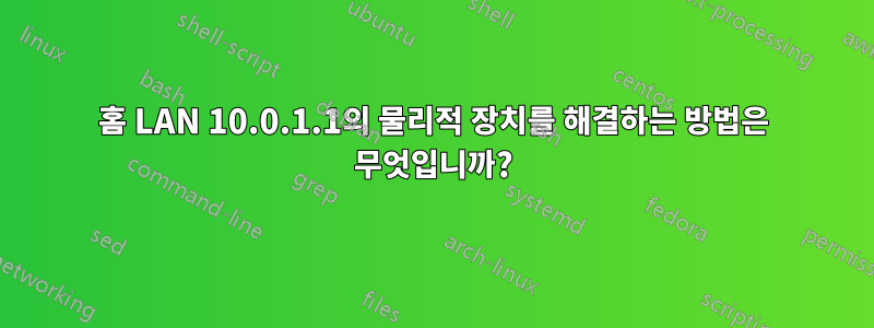 홈 LAN 10.0.1.1의 물리적 장치를 해결하는 방법은 무엇입니까?