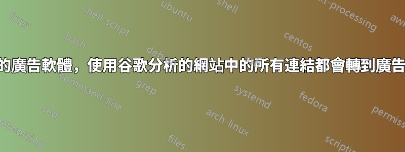 可怕的廣告軟體，使用谷歌分析的網站中的所有連結都會轉到廣告頁面