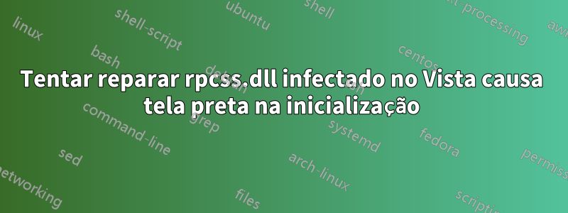 Tentar reparar rpcss.dll infectado no Vista causa tela preta na inicialização