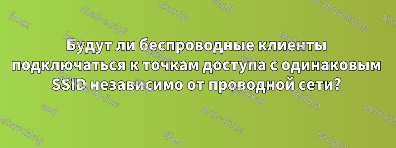 Будут ли беспроводные клиенты подключаться к точкам доступа с одинаковым SSID независимо от проводной сети?