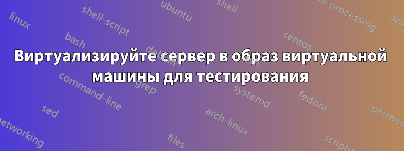 Виртуализируйте сервер в образ виртуальной машины для тестирования