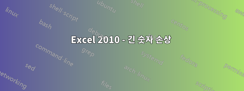 Excel 2010 - 긴 숫자 손상