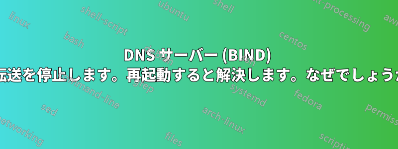 DNS サーバー (BIND) が転送を停止します。再起動すると解決します。なぜでしょうか?