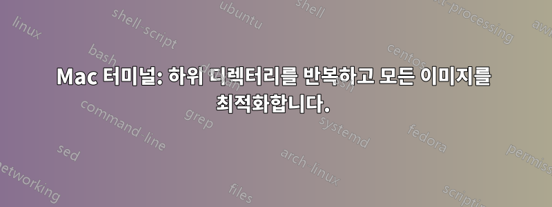 Mac 터미널: 하위 디렉터리를 반복하고 모든 이미지를 최적화합니다.