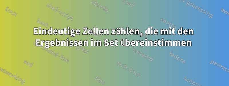 Eindeutige Zellen zählen, die mit den Ergebnissen im Set übereinstimmen