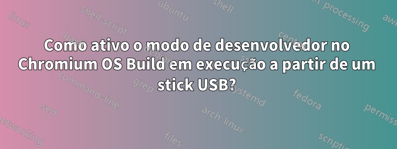 Como ativo o modo de desenvolvedor no Chromium OS Build em execução a partir de um stick USB?