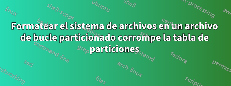 Formatear el sistema de archivos en un archivo de bucle particionado corrompe la tabla de particiones