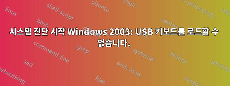 시스템 진단 시작 Windows 2003: USB 키보드를 로드할 수 없습니다.