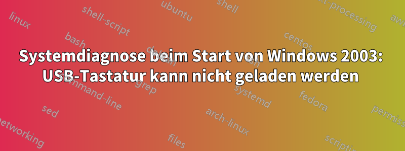 Systemdiagnose beim Start von Windows 2003: USB-Tastatur kann nicht geladen werden