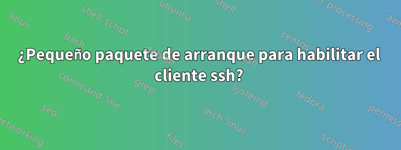 ¿Pequeño paquete de arranque para habilitar el cliente ssh?