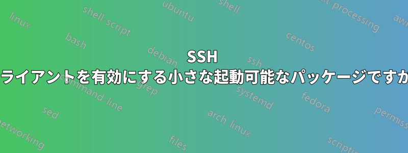 SSH クライアントを有効にする小さな起動可能なパッケージですか?