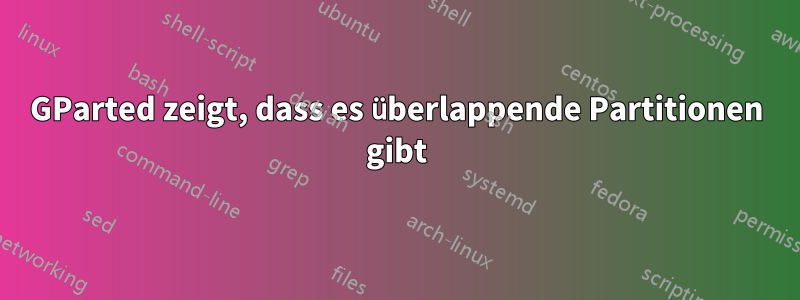 GParted zeigt, dass es überlappende Partitionen gibt