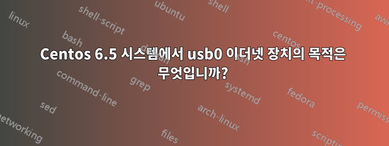 Centos 6.5 시스템에서 usb0 이더넷 장치의 목적은 무엇입니까?