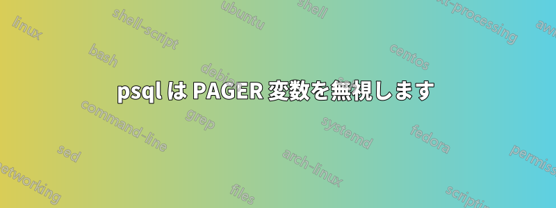 psql は PAGER 変数を無視します