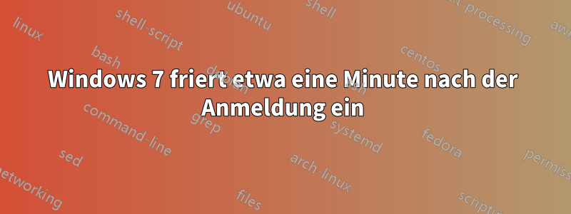 Windows 7 friert etwa eine Minute nach der Anmeldung ein