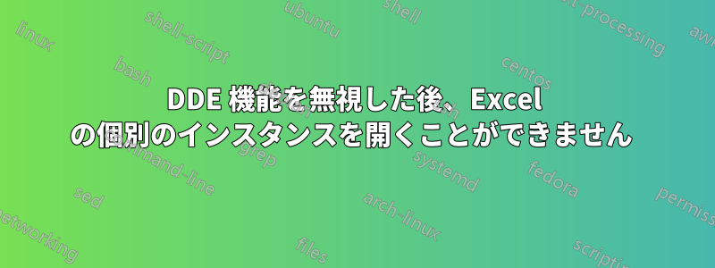 DDE 機能を無視した後、Excel の個別のインスタンスを開くことができません 