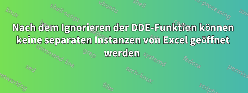 Nach dem Ignorieren der DDE-Funktion können keine separaten Instanzen von Excel geöffnet werden 