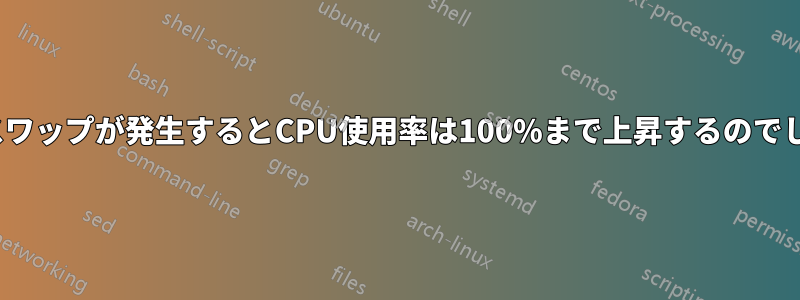 Linuxでスワップが発生するとCPU使用率は100%まで上昇するのでしょうか？