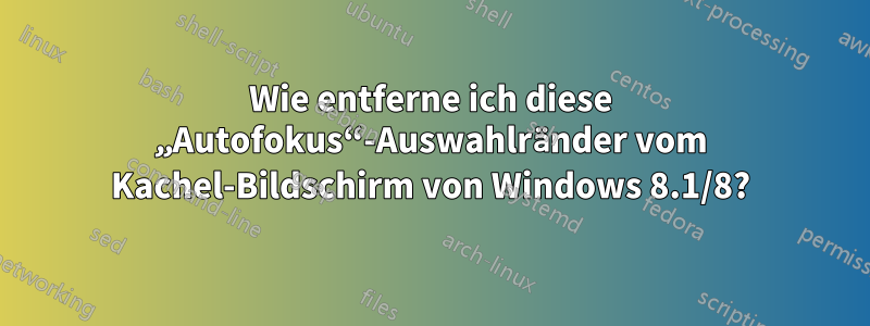 Wie entferne ich diese „Autofokus“-Auswahlränder vom Kachel-Bildschirm von Windows 8.1/8?